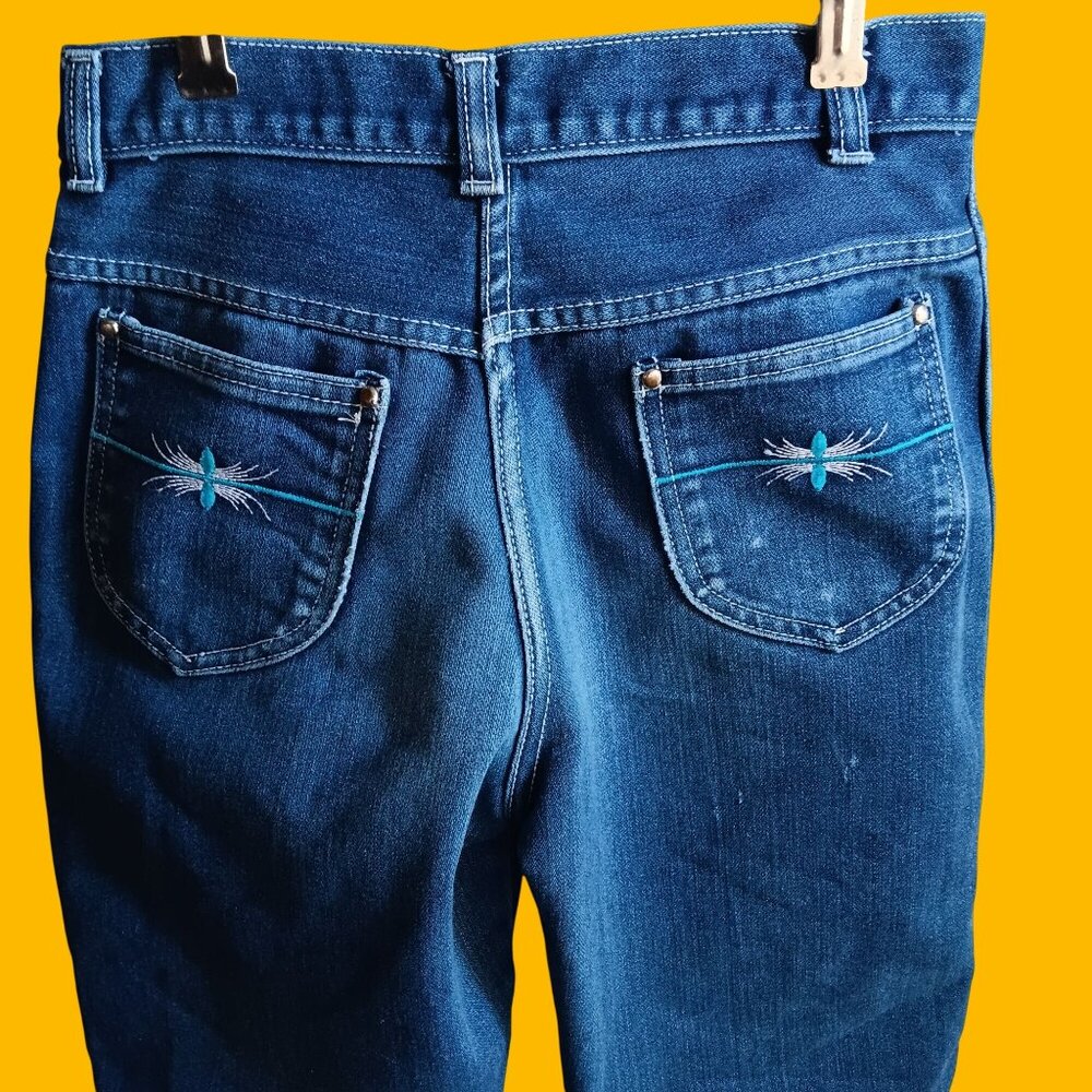 14 26x26 Vintage 1980's Girls Jeans DISCO POCKET RAYON DENIM STRAIGHT FASHION